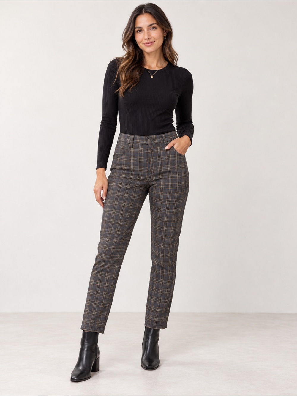 American Eagle Super High Rise Jegging Women’s Size 4 Gray Brown Plaid